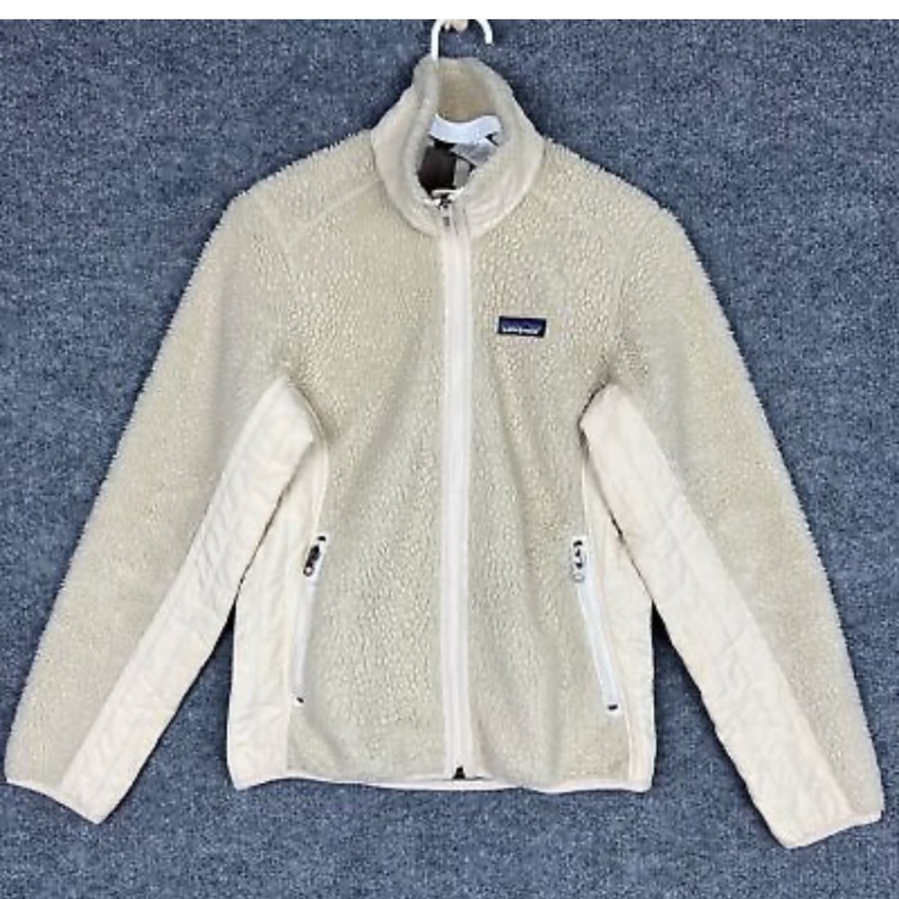 Patagonia Retro X Deep Pile Sherpa Fleece Cream Full Zip Jacket Womens XS